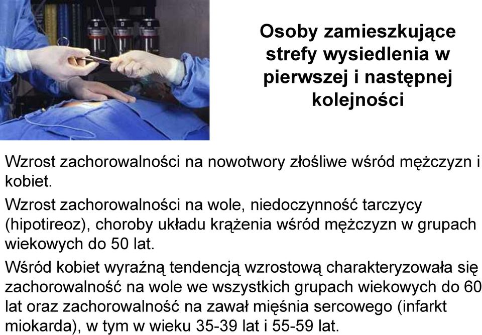 Wzrost zachorowalności na wole, niedoczynność tarczycy (hipotireoz), choroby układu krążenia wśród mężczyzn w grupach wiekowych