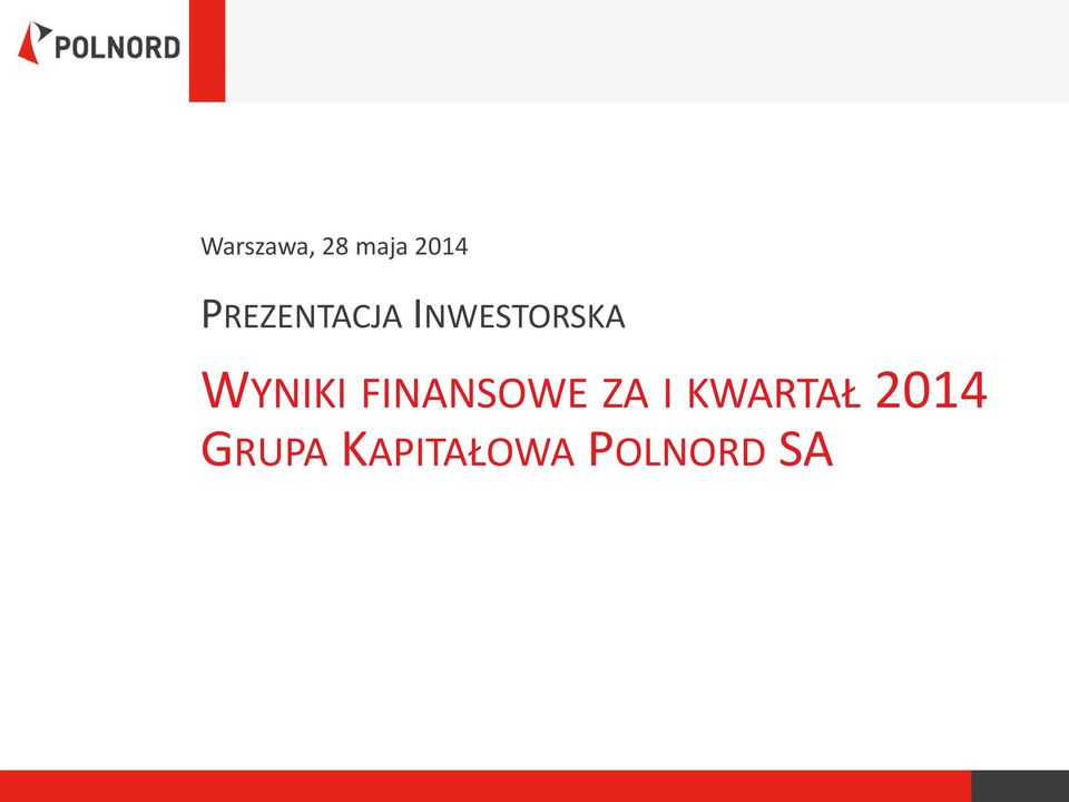 WYNIKI FINANSOWE ZA I