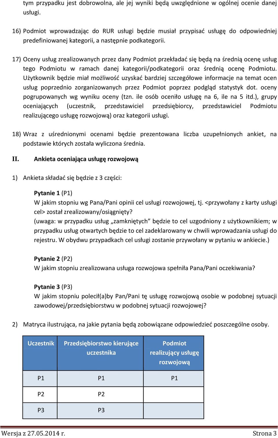 17) Oceny usług zrealizowanych przez dany Podmiot przekładać się będą na średnią ocenę usług tego Podmiotu w ramach danej kategorii/podkategorii oraz średnią ocenę Podmiotu.