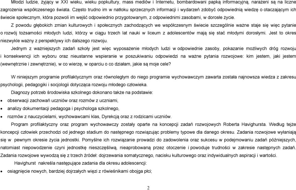 w dorosłe życie.