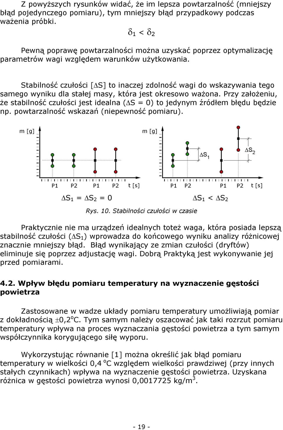 Stabilność czułości [S] to inaczej zdolność wagi do wskazywania tego samego wyniku dla stałej masy, która jest okresowo ważona.