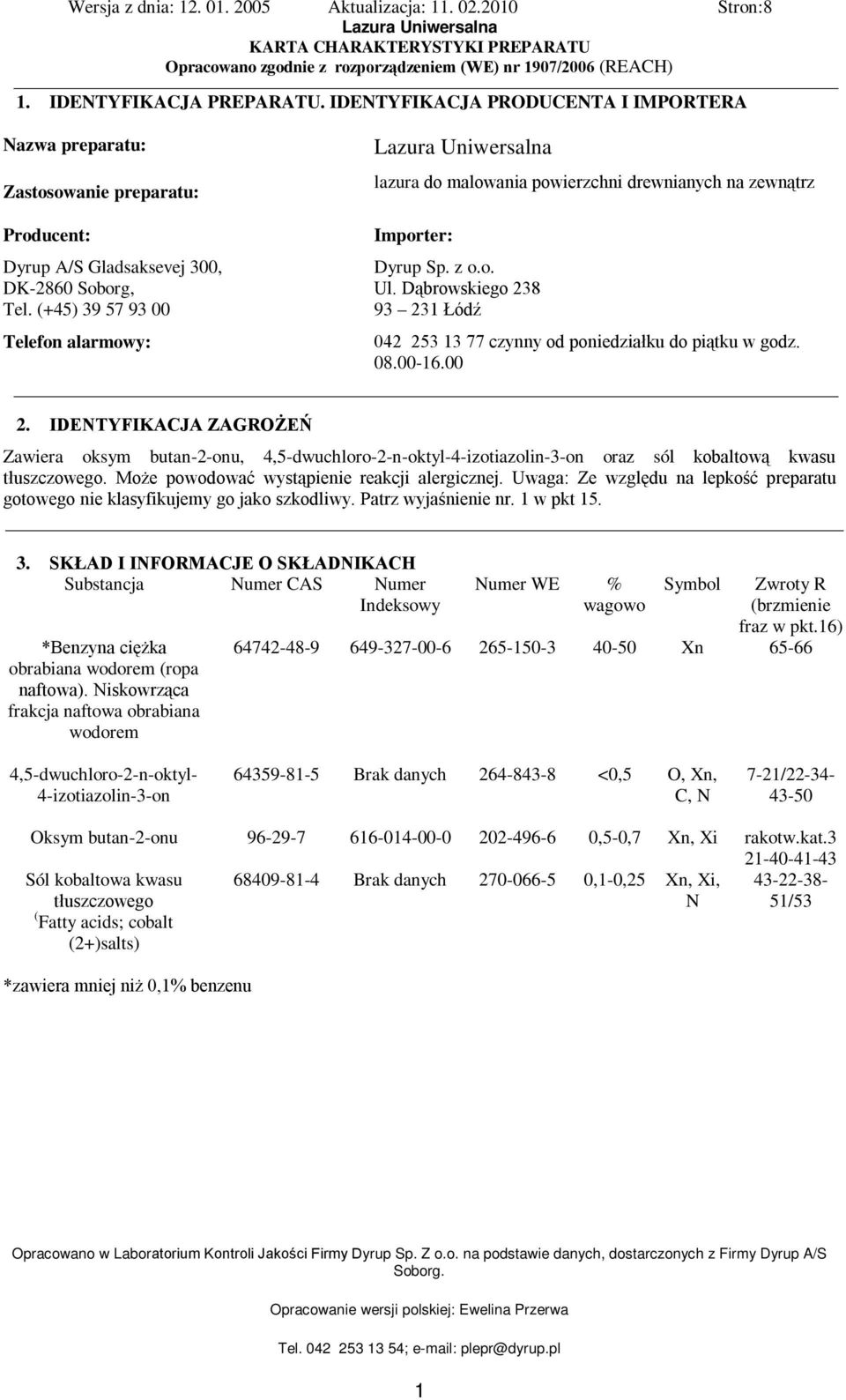 Dąbrowskiego 238 93 231 Łódź 042 253 13 77 czynny od poniedziałku do piątku w godz. 08.00-16.00 2.