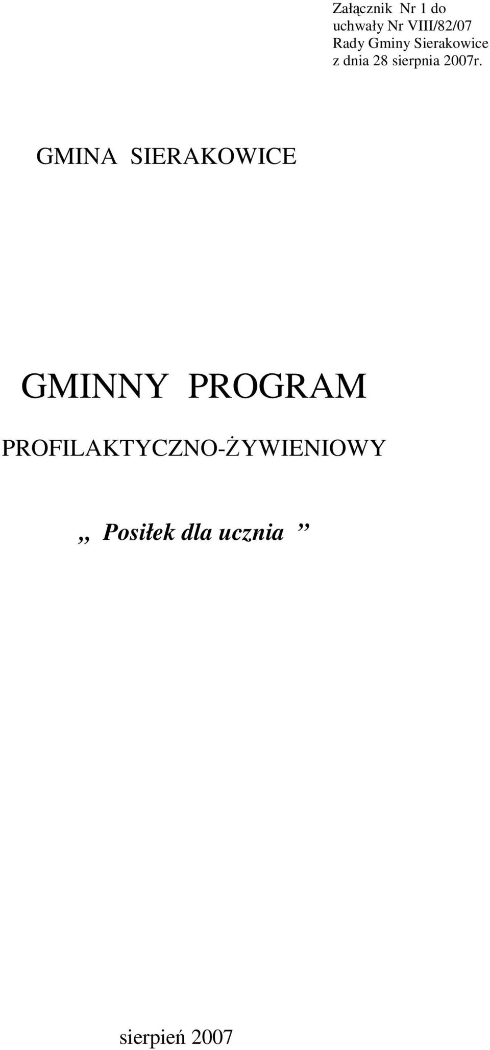 GMINA SIERAKOWICE GMINNY PROGRAM