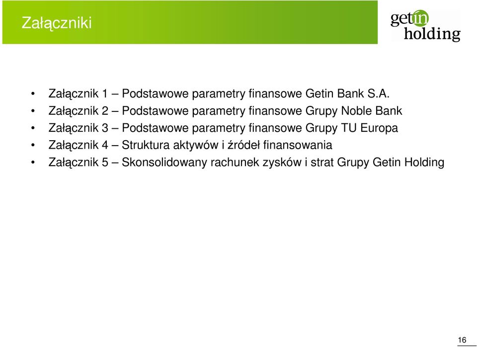 Podstawowe parametry finansowe Grupy TU Europa Załącznik 4 Struktura aktywów i