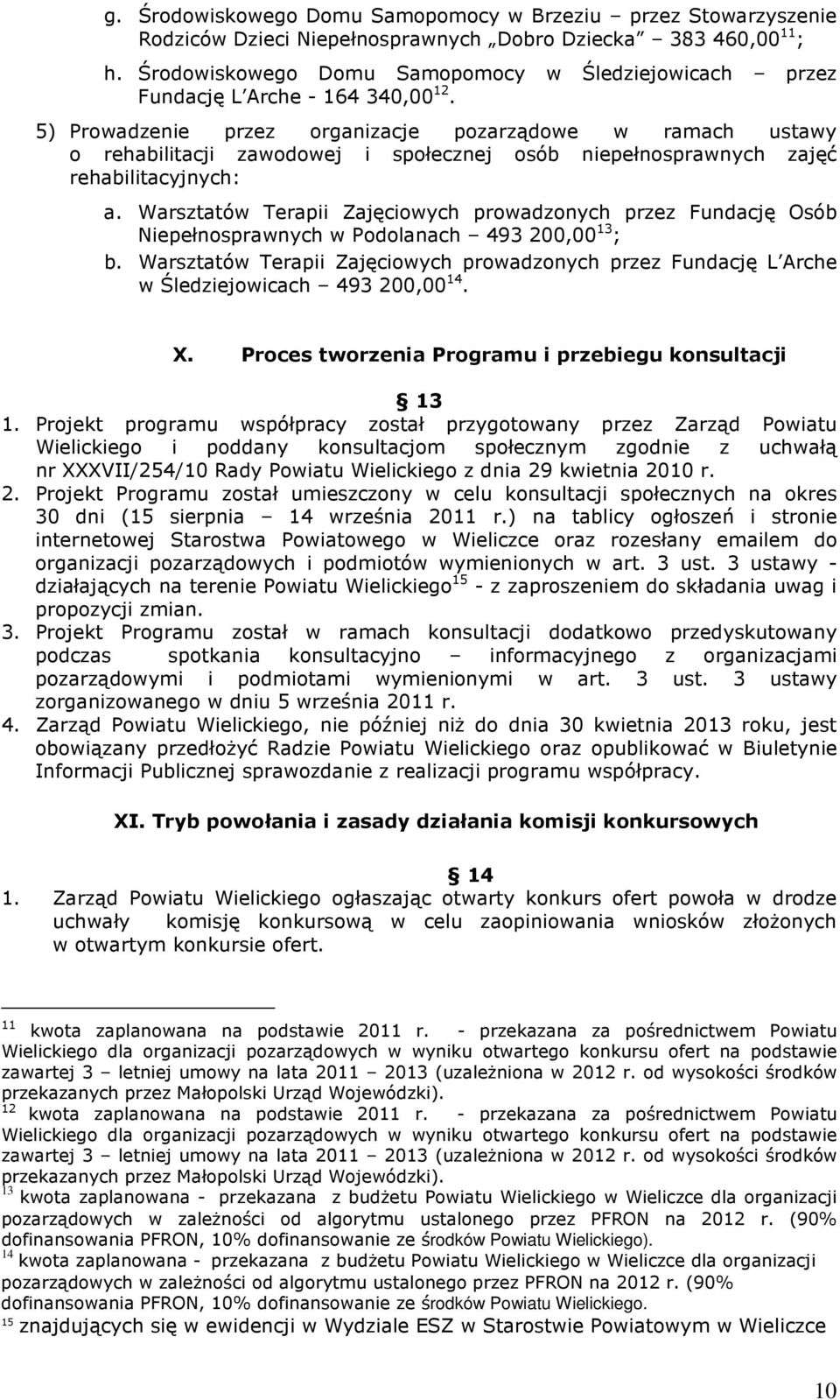 5) Prowadzenie przez organizacje pozarządowe w ramach ustawy o rehabilitacji zawodowej i społecznej osób niepełnosprawnych zajęć rehabilitacyjnych: a.