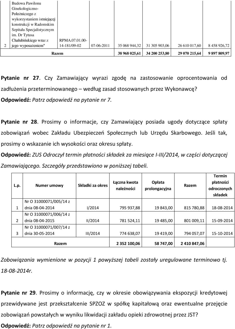 Czy Zamawiający wyrazi zgodę na zastosowanie oprocentowania od zadłużenia przeterminowanego według zasad stosowanych przez Wykonawcę? Odpowiedź: Patrz odpowiedź na pytanie nr 7. Pytanie nr 28.