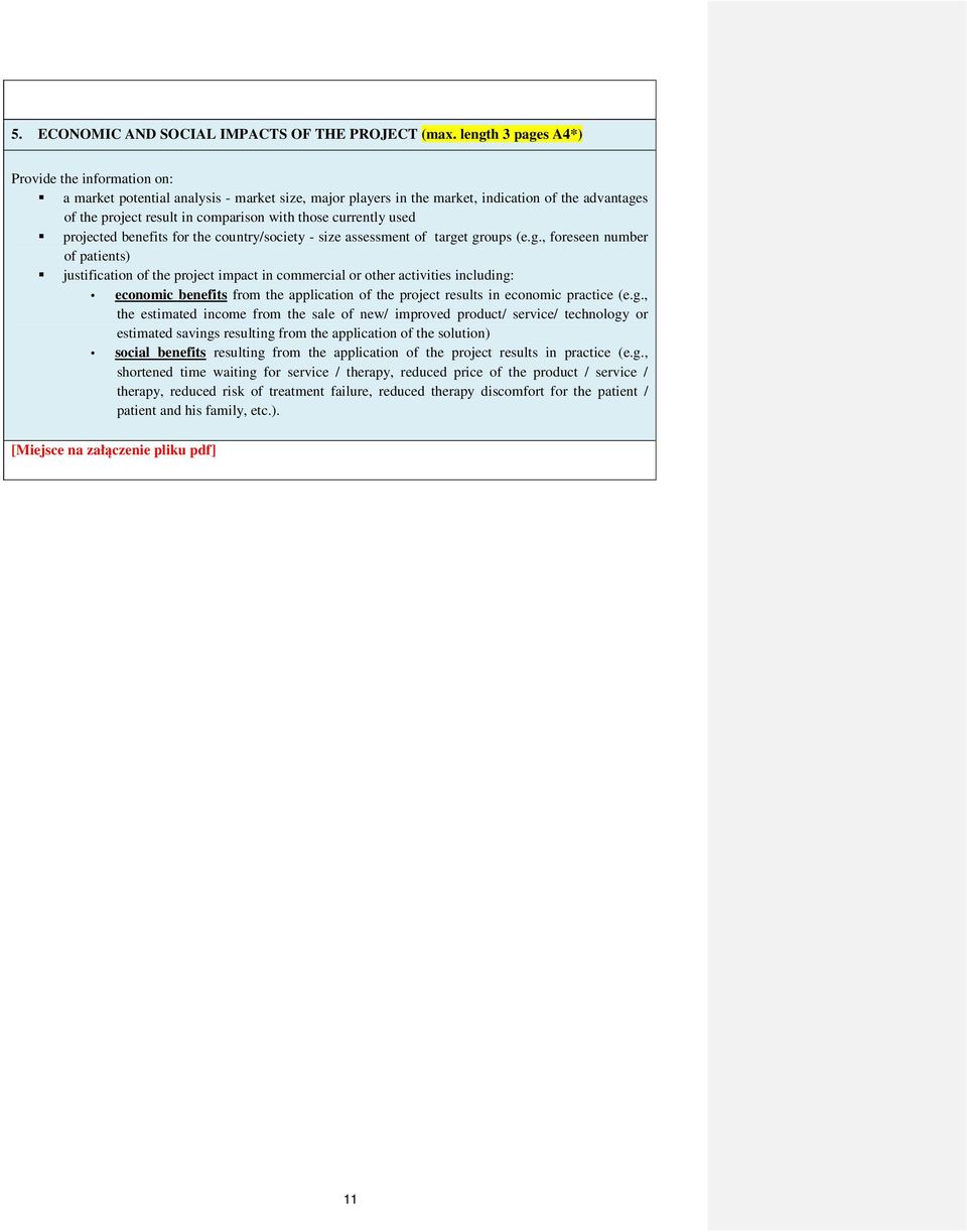 currently used projected benefits for the country/society - size assessment of targe