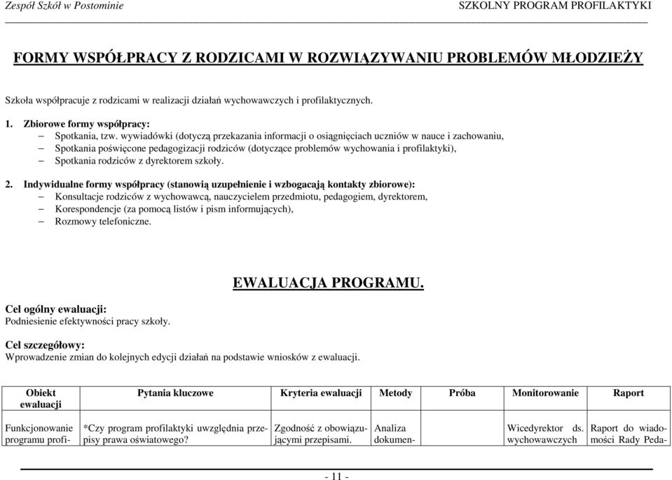 rodziców z dyrektorem szkoły. 2.