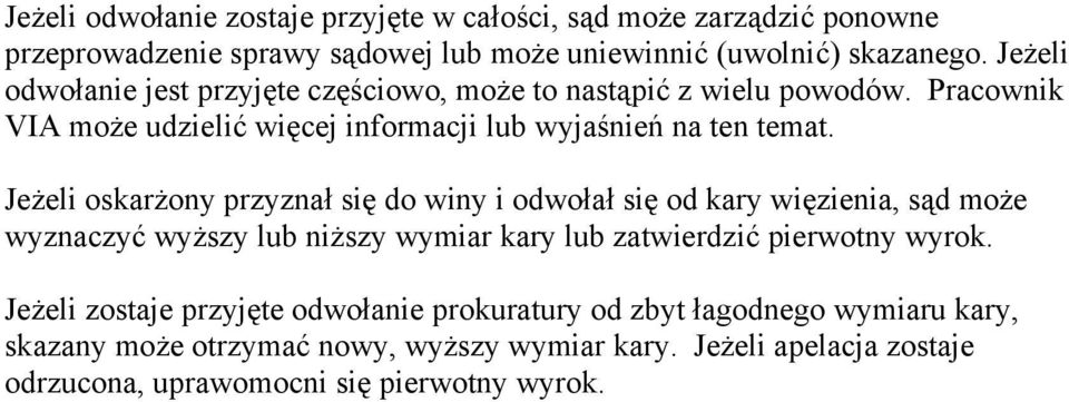 Jeżeli oskarżony przyznał się do winy i odwołał się od kary więzienia, sąd może wyznaczyć wyższy lub niższy wymiar kary lub zatwierdzić pierwotny wyrok.