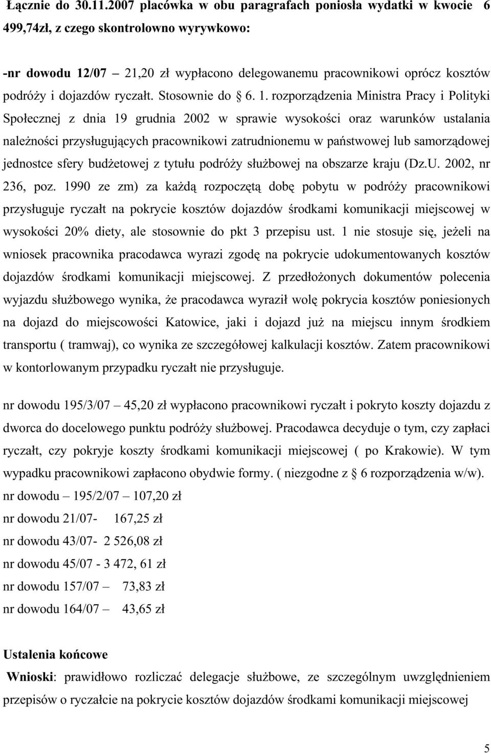 ryczałt. Stosownie do 6. 1.