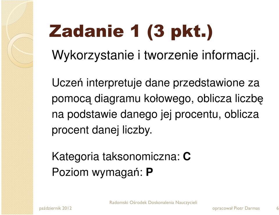 kołowego, oblicza liczbę na podstawie danego jej procentu,