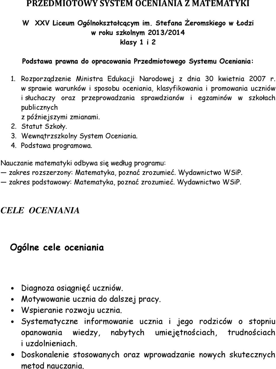 Rozporządzenie Ministra Edukacji Narodowej z dnia 30 kwietnia 2007 r.