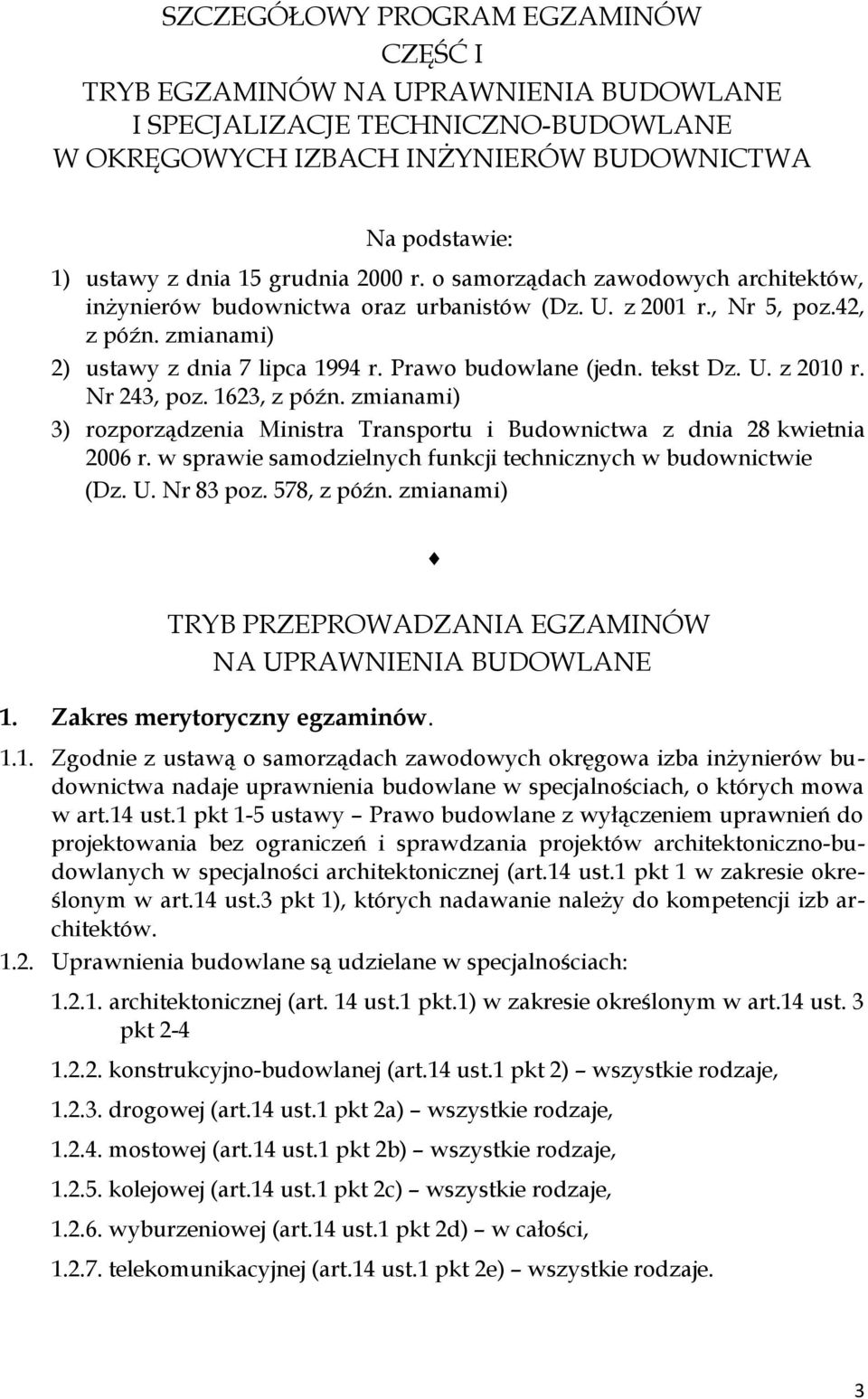 tekst Dz. U. z 2010 r. Nr 243, poz. 1623, z późn. zmianami) 3) rozporządzenia Ministra Transportu i Budownictwa z dnia 28 kwietnia 2006 r.