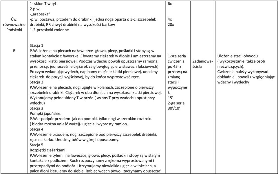 Podczas wdechu powoli opuszczamy ramiona, przenosząc jednocześnie ciężarek za głowę(ugięcie w stawach łokciowych).