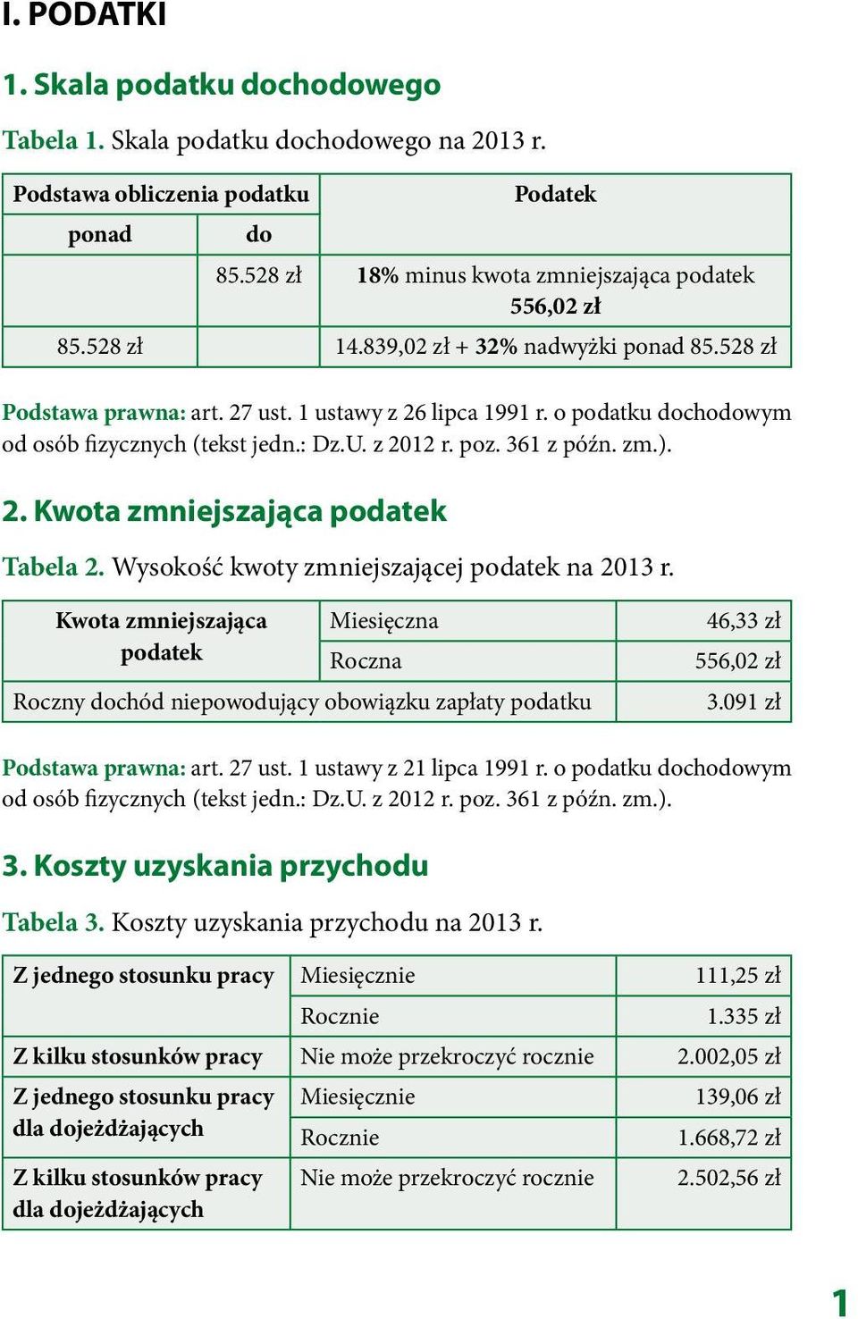 ). 2. Kwota zmniejszająca podatek Tabela 2. Wysokość kwoty zmniejszającej podatek na 2013 r.