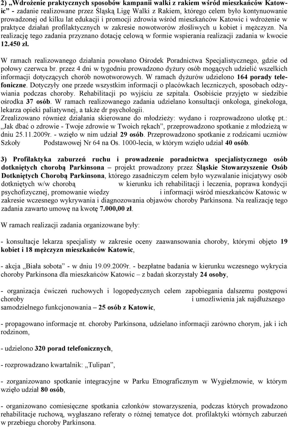 Na realizację tego zadania przyznano dotację celową w formie wspierania realizacji zadania w kwocie 12.450 zł.