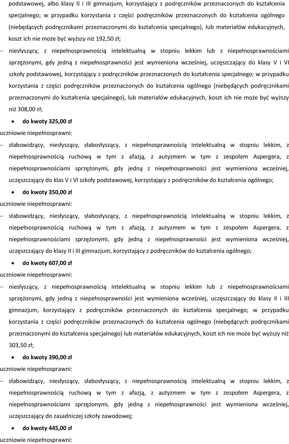 stopniu lekkim lub z niepełnosprawnościami sprzężonymi, gdy jedną z niepełnosprawności jest wymieniona wcześniej, uczęszczający do klasy V i VI szkoły podstawowej, korzystający z podręczników