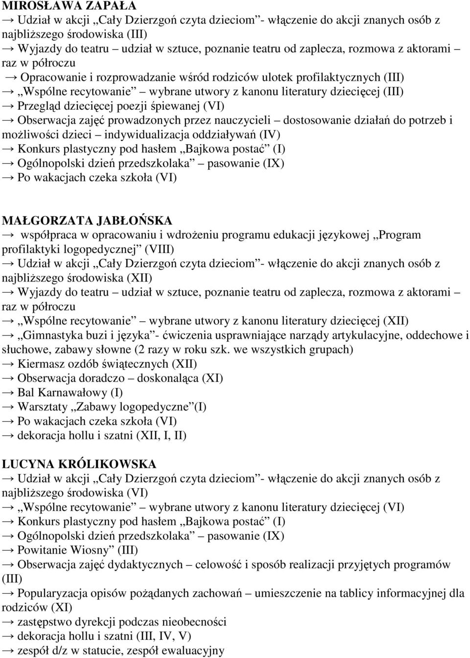 dziecięcej (XII) Gimnastyka buzi i języka - ćwiczenia usprawniające narządy artykulacyjne, oddechowe i słuchowe, zabawy słowne (2 razy w roku szk.