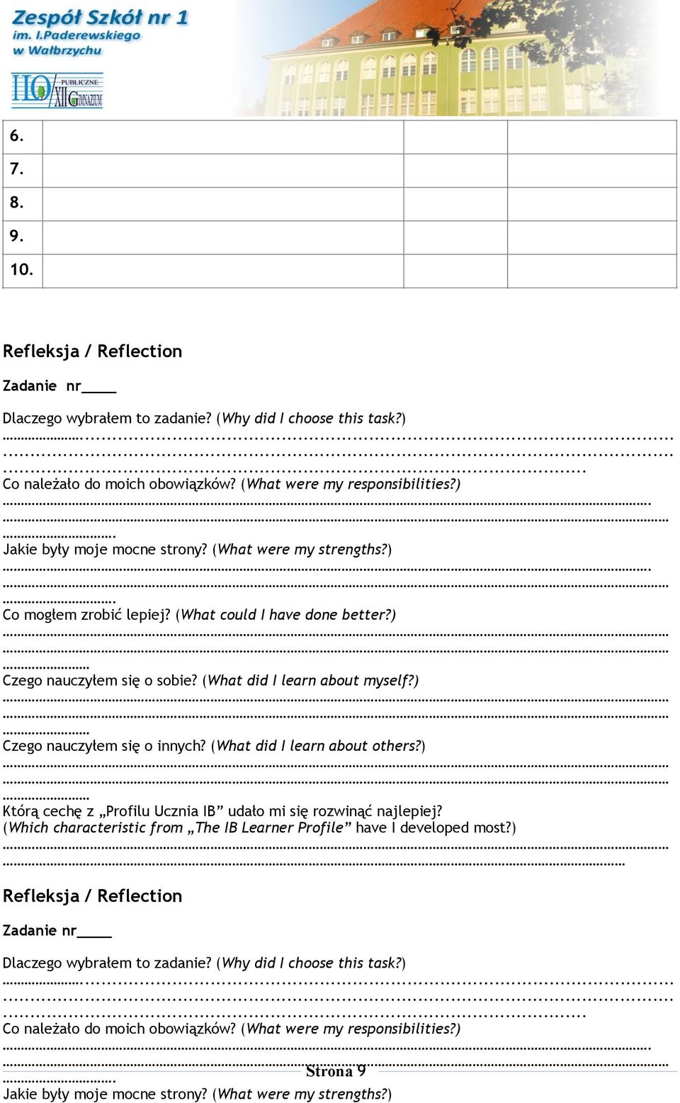 (What did I learn about others?) Którą cechę z Profilu Ucznia IB udało mi się rozwinąć najlepiej? (Which characteristic from The IB Learner Profile have I developed most?