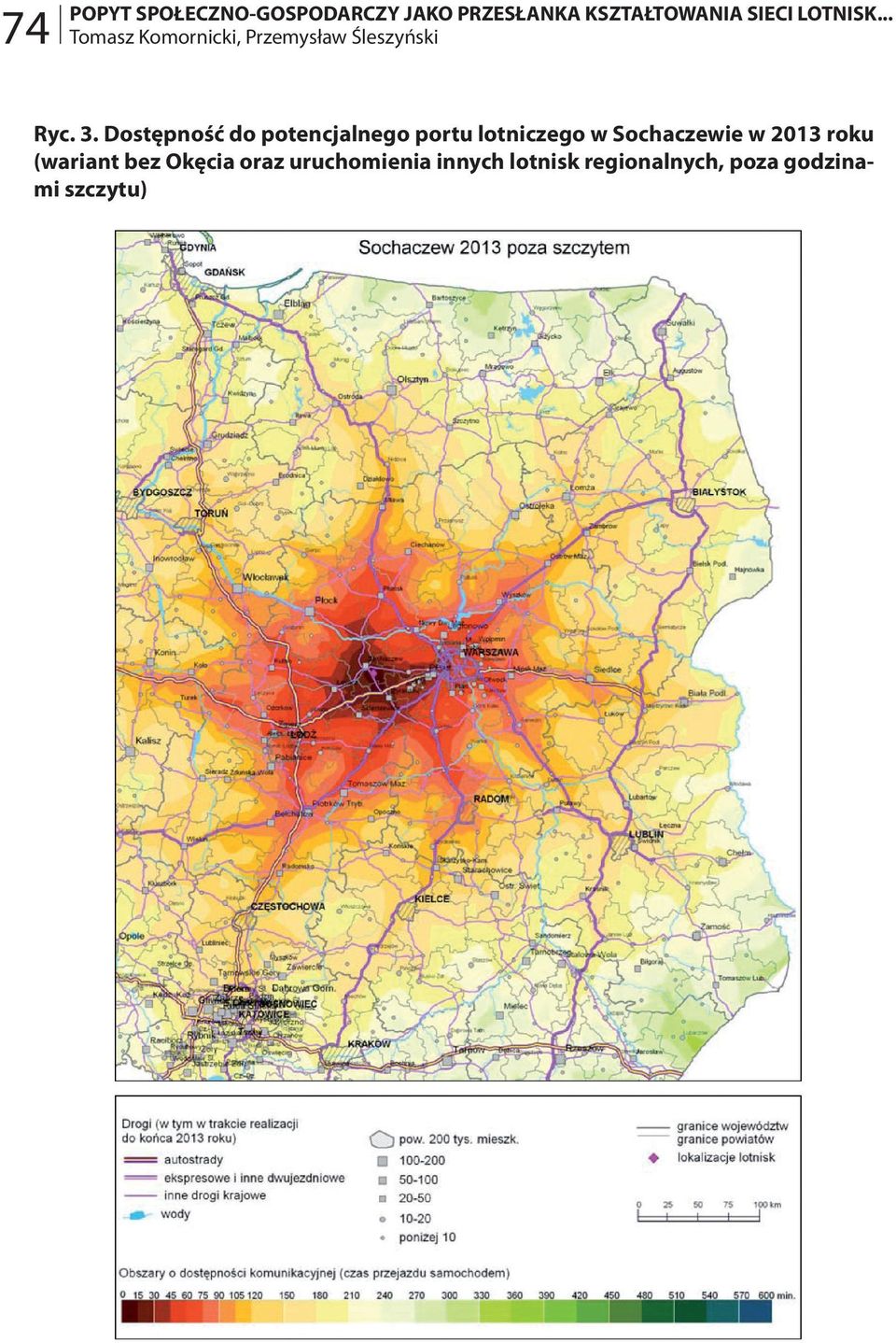 Dostępność do potencjalnego portu lotniczego w Sochaczewie w 2013 roku