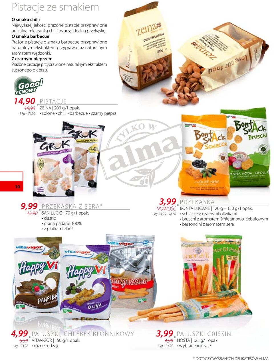 Z czarnym pieprzem Prażone pistacje przyprawione naturalnym ekstraktem suszonego pieprzu. Goool CENOWY 14,90 19,90 1 kg 74,50 PISTACJE ZEINA 200 g/1 opak.