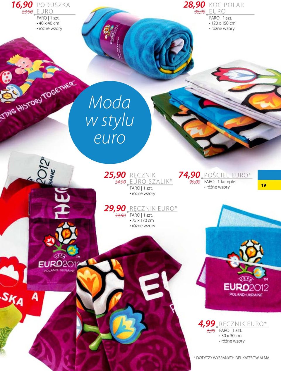 różne wzory RĘCZNIK EURO* FARO 1 szt.