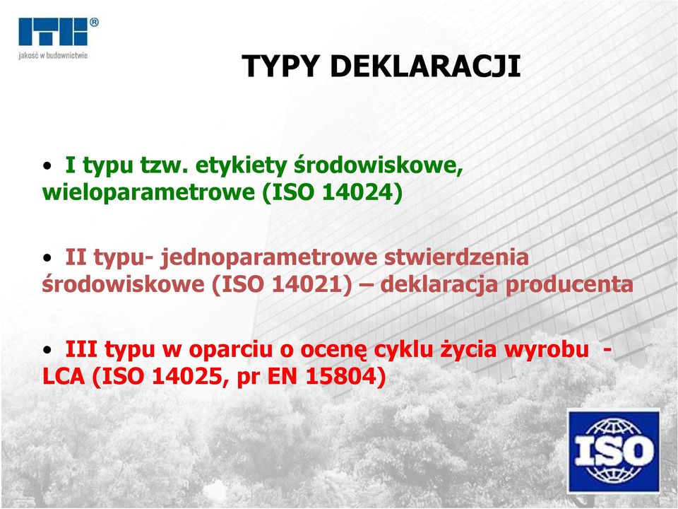 jednoparametrowe stwierdzenia środowiskowe (ISO 14021)