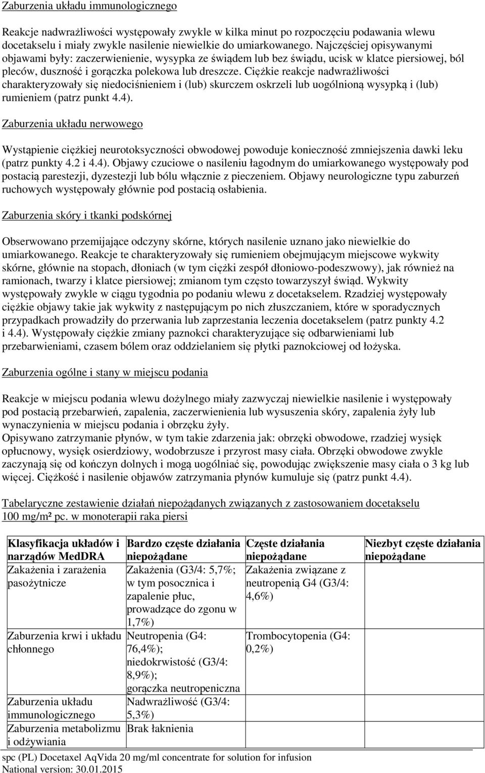 Ciężkie reakcje nadwrażliwości charakteryzowały się niedociśnieniem i (lub) skurczem oskrzeli lub uogólnioną wysypką i (lub) rumieniem (patrz punkt 4.4).