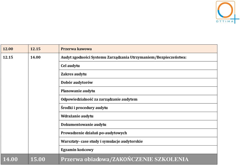 audytorów Planowanie audytu Odpowiedzialność za zarządzanie audytem Środki i procedury audytu Wdrażanie