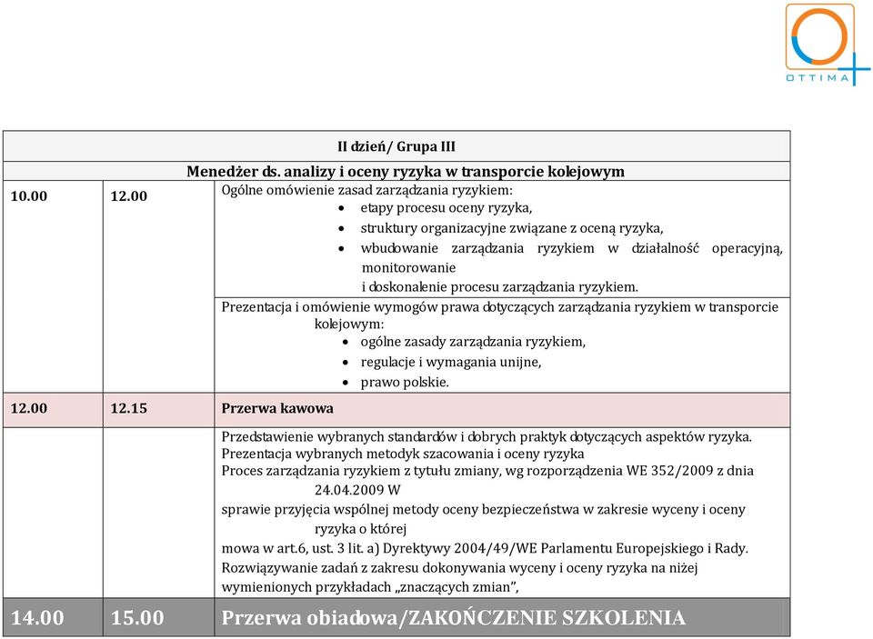ryzykiem w działalność operacyjną, monitorowanie i doskonalenie procesu zarządzania ryzykiem.