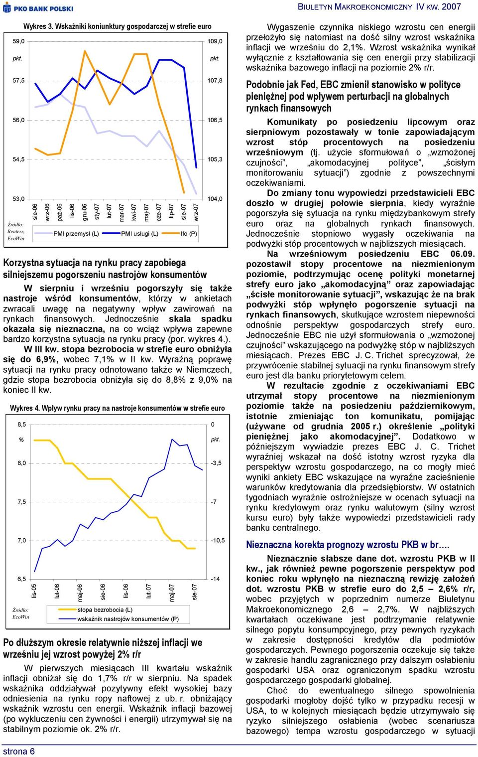 107,8 106,5 105,3 104,0 Korzystna sytuacja na rynku pracy zapobiega silniejszemu pogorszeniu nastrojów konsumentów W sierpniu i wrześniu pogorszyły się także nastroje wśród konsumentów, którzy w