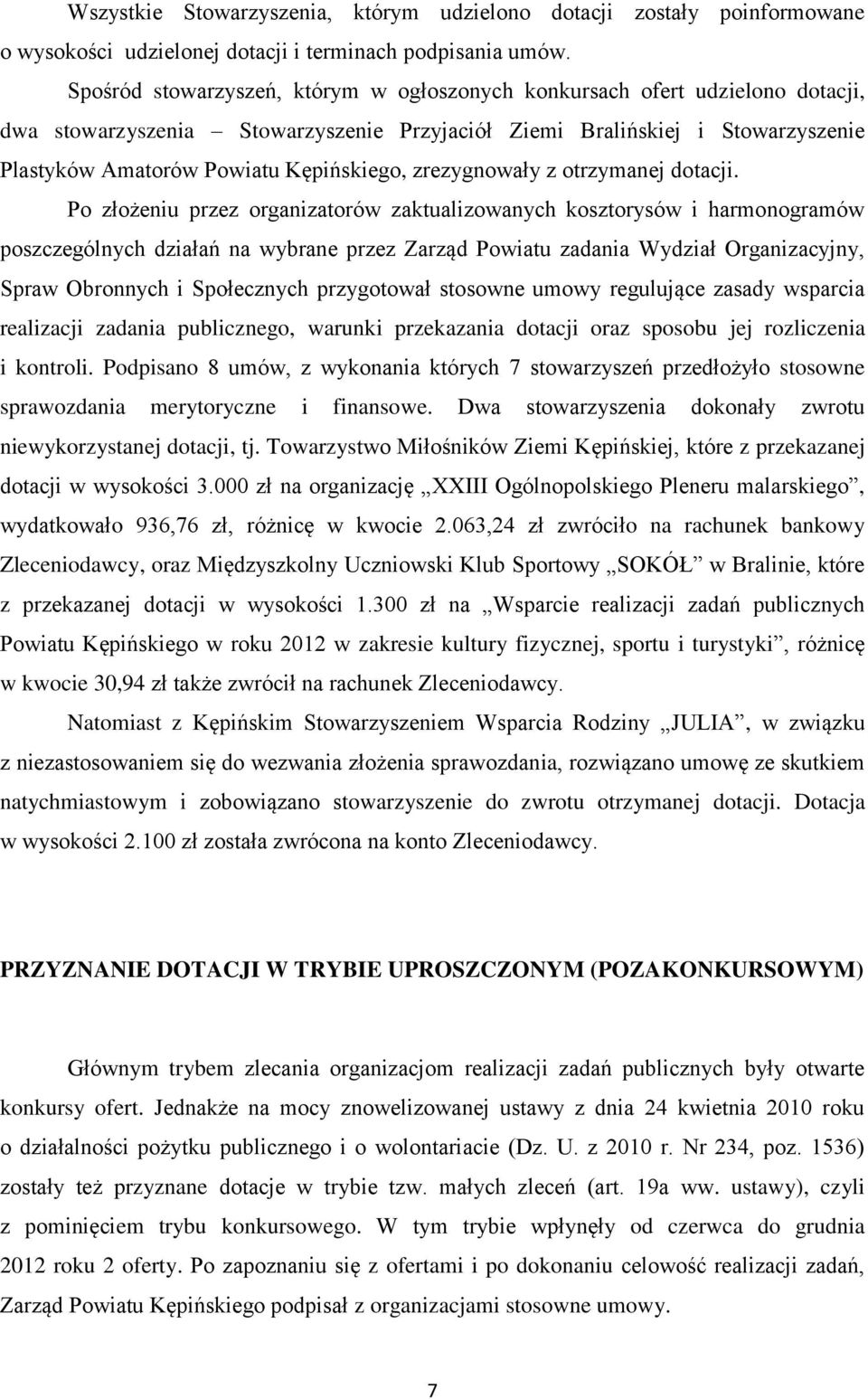 zrezygnowały z otrzymanej dotacji.