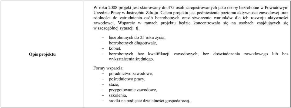 Wsparcie w ramach projektu będzie koncentrowało się na osobach znajdujących się w szczególnej sytuacji tj.