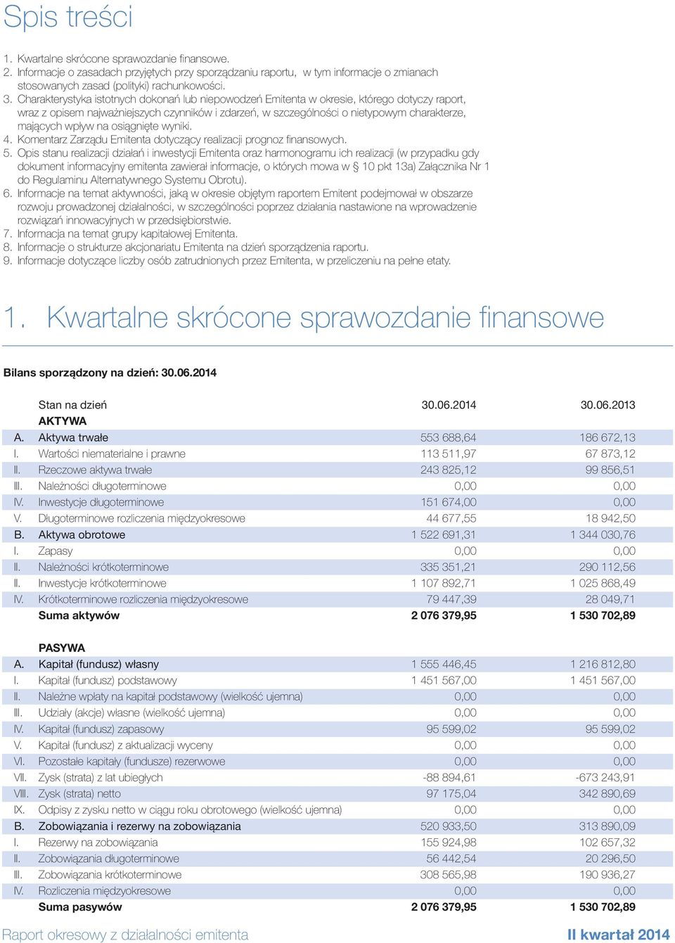 wpływ na osiągnięte wyniki. 4. Komentarz Zarządu Emitenta dotyczący realizacji prognoz finansowych. 5.