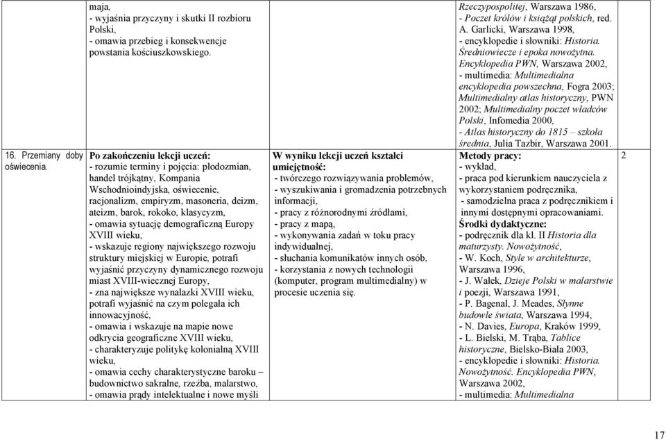demograficzną Europy XVIII wieku, - wskazuje regiony największego rozwoju struktury miejskiej w Europie, potrafi wyjaśnić przyczyny dynamicznego rozwoju miast XVIII-wiecznej Europy, - zna największe