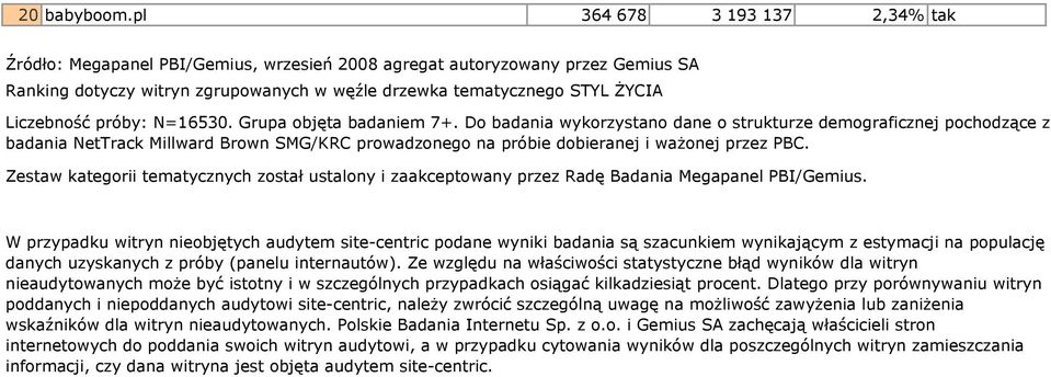 próby: N=16530. Grupa objęta badaniem 7+.