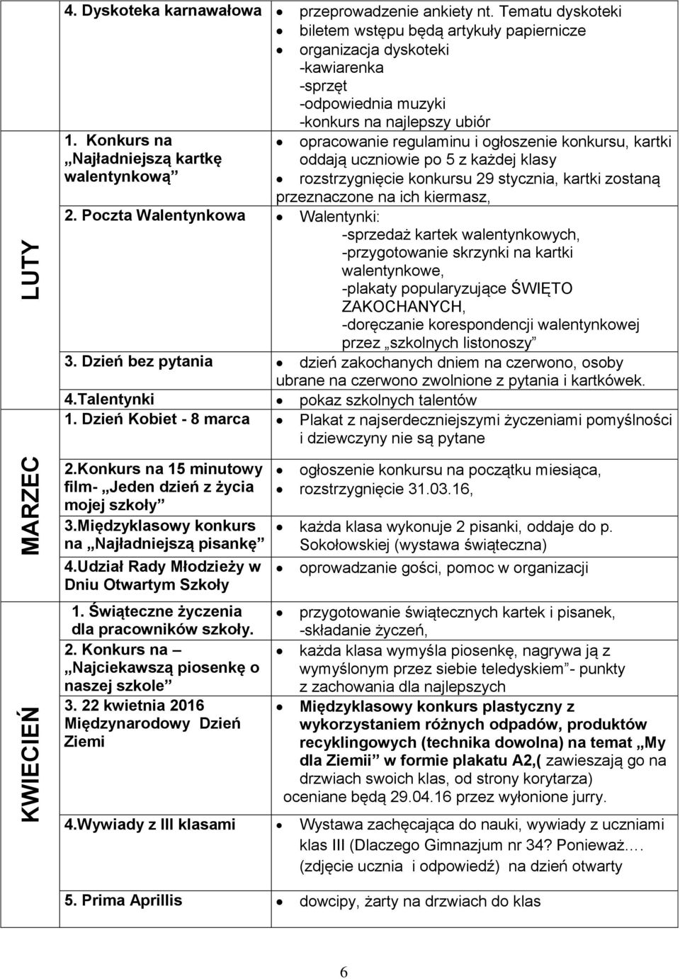 Konkurs na opracowanie regulaminu i ogłoszenie konkursu, kartki Najładniejszą kartkę oddają uczniowie po 5 z każdej klasy walentynkową rozstrzygnięcie konkursu 29 stycznia, kartki zostaną