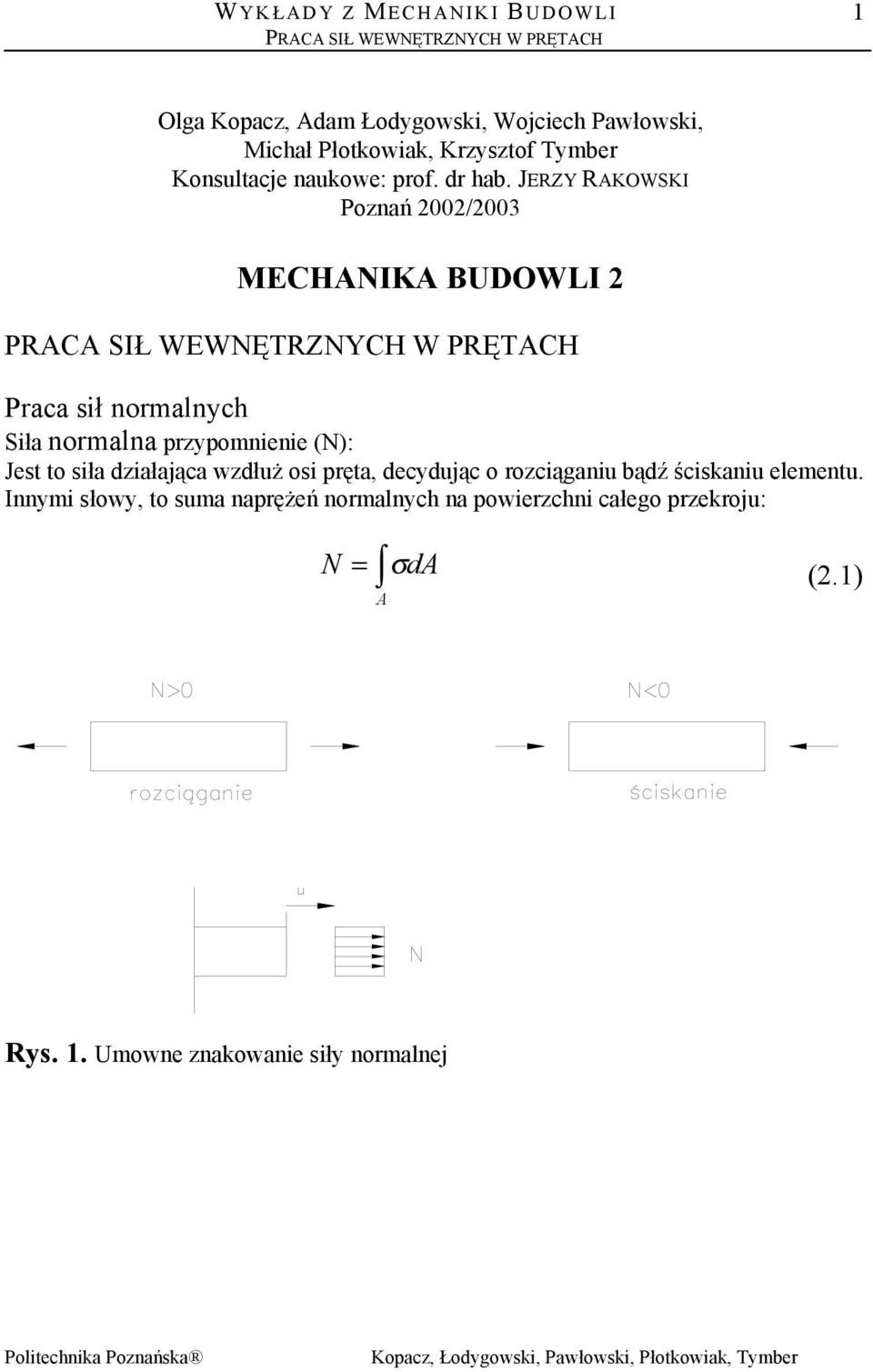 włuż osi pręta, ecując o rociąganiu bąź ściskaniu eementu.