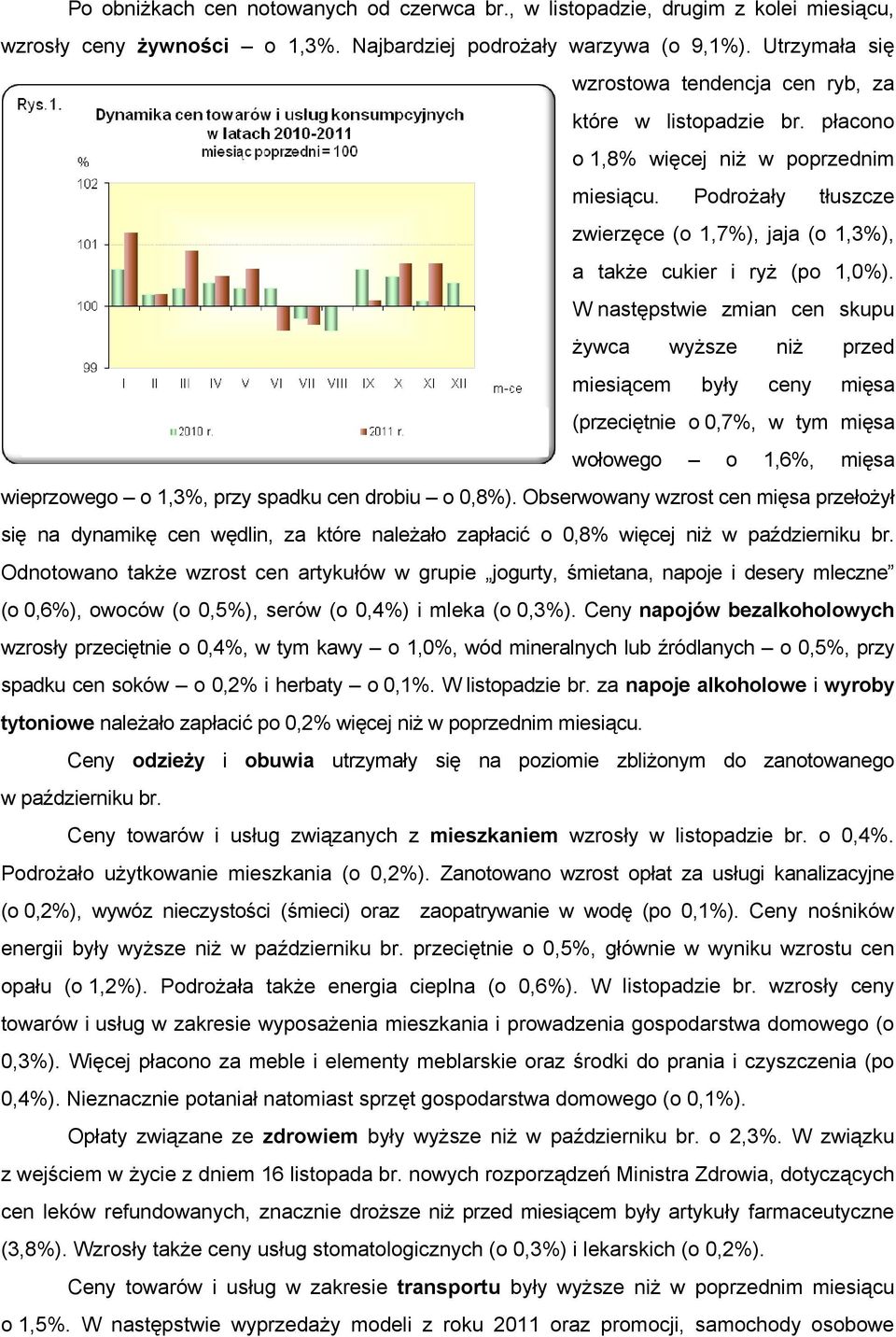 Podrożały tłuszcze zwierzęce (o 1,7%), jaja (o 1,3%), a także cukier i ryż (po 1,0%).