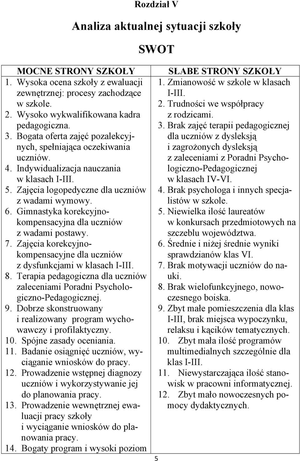 Gimnastyka korekcyjnokompensacyjna dla uczniów z wadami postawy. 7. Zajęcia korekcyjnokompensacyjne dla uczniów z dysfunkcjami w klasach I-III. 8.