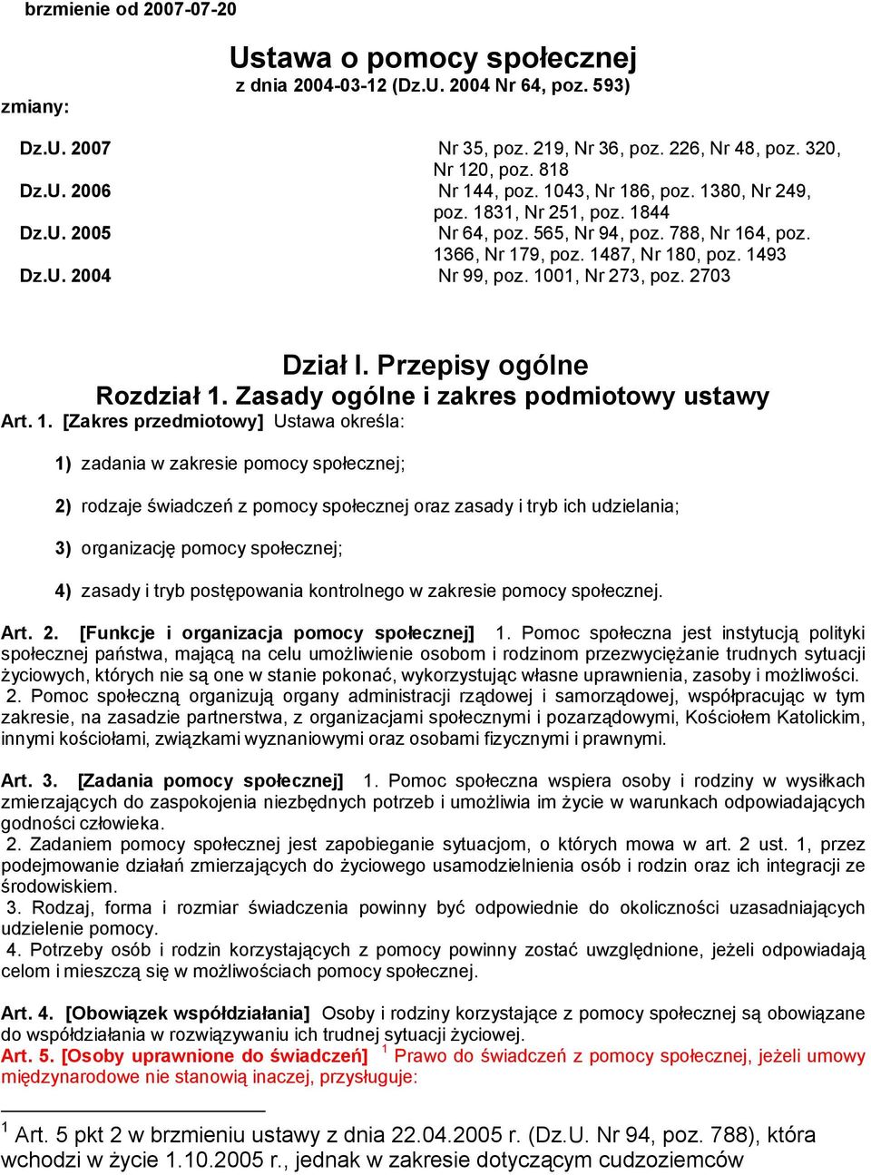 1001, Nr 273, poz. 2703 Dział I. Przepisy ogólne Rozdział 1.