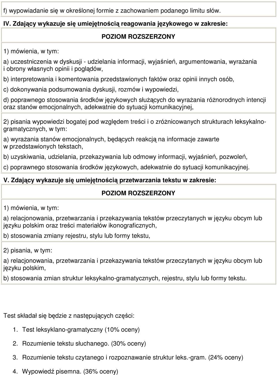 pogldów, b) interpretowania i komentowania przedstawionych faktów oraz opinii innych osób, c) dokonywania podsumowania dyskusji, rozmów i wypowiedzi, d) poprawnego stosowania rodków jzykowych słucych