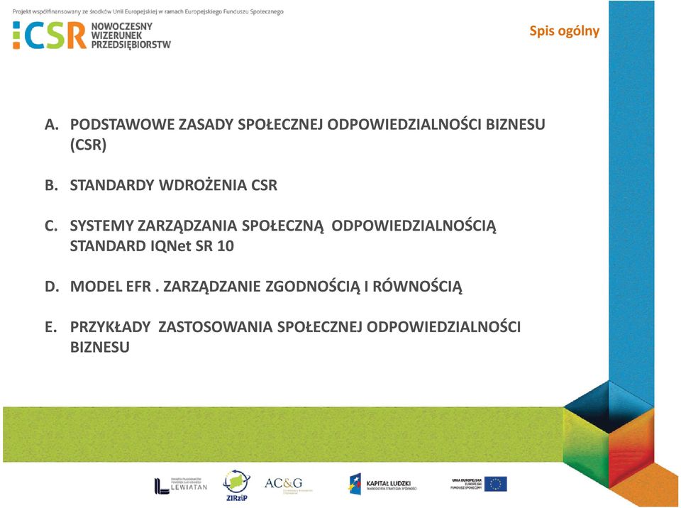 STANDARDY WDROŻENIA CSR C.