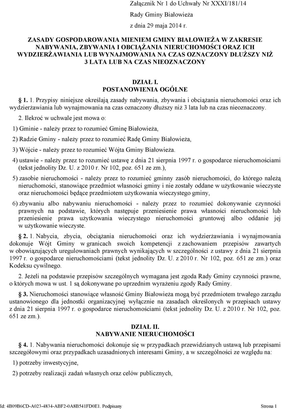 NIEOZNACZONY DZIAŁ I. POSTANOWIENIA OGÓLNE 1.
