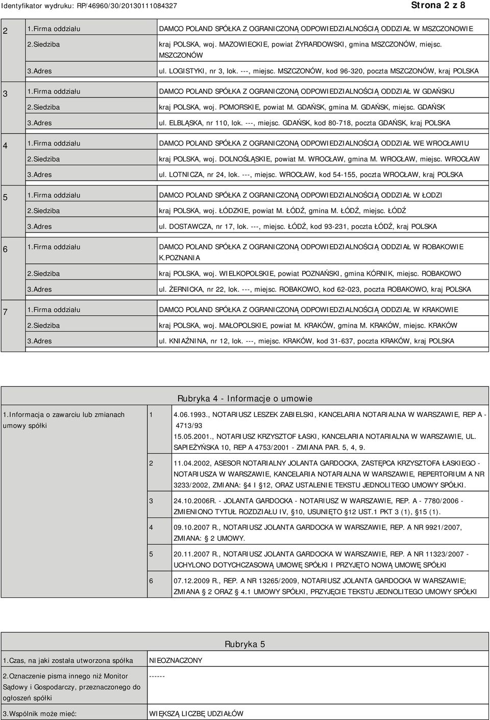 POMORSKIE, powiat M. GDAŃSK, gmina M. GDAŃSK, miejsc. GDAŃSK ul. ELBLĄSKA, nr 110, lok. ---, miejsc. GDAŃSK, kod 80-718, poczta GDAŃSK, kraj POLSKA 4 1.