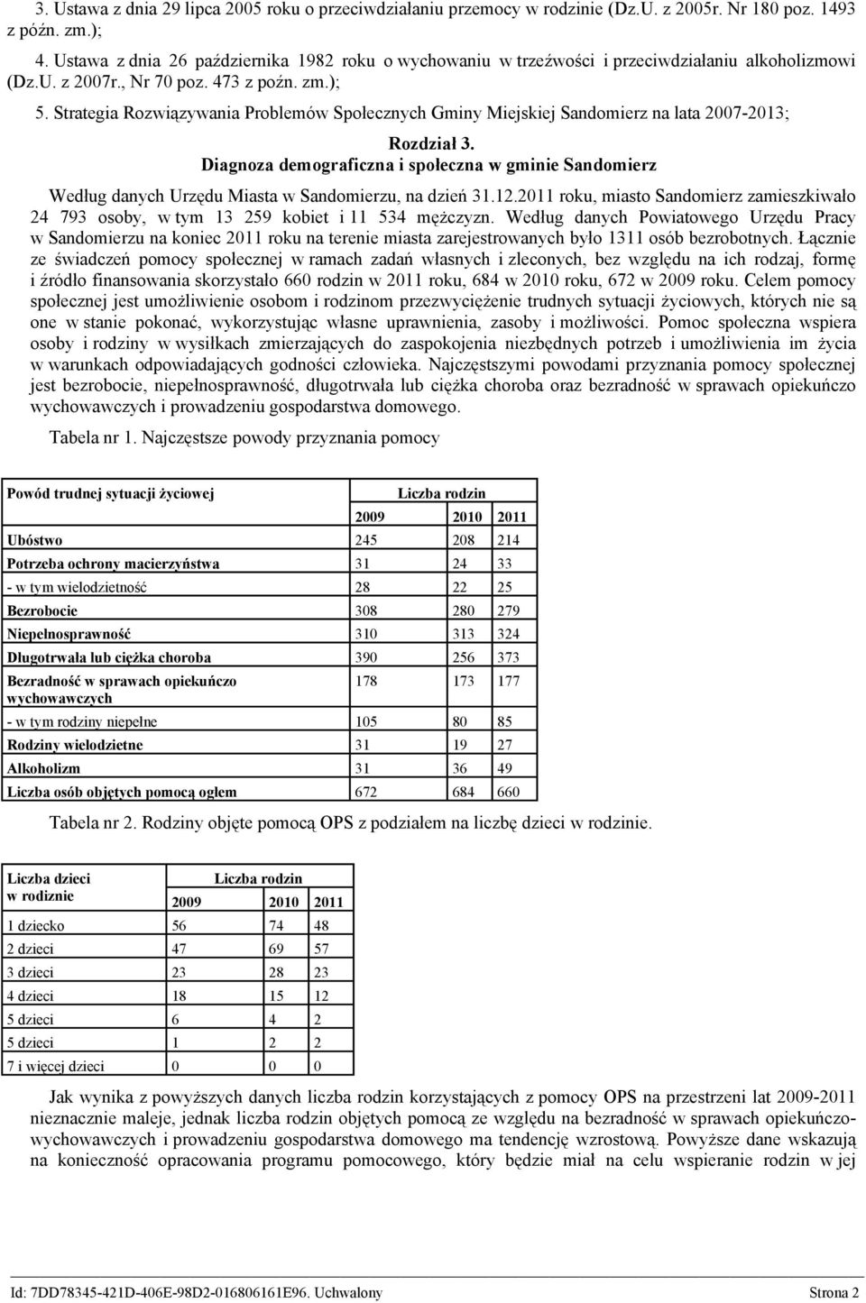 Strategia Rozwiązywania Problemów Społecznych Gminy Miejskiej Sandomierz na lata 2007-2013; Rozdział 3.