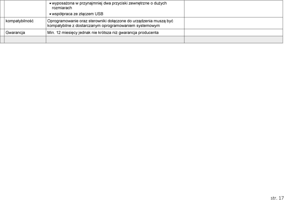 dołączone do urządzenia muszą być kompatybilne z dostarczanym oprogramowaniem