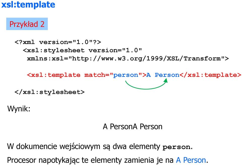org/1999/xsl/transform"> <xsl:template match="person">a Person