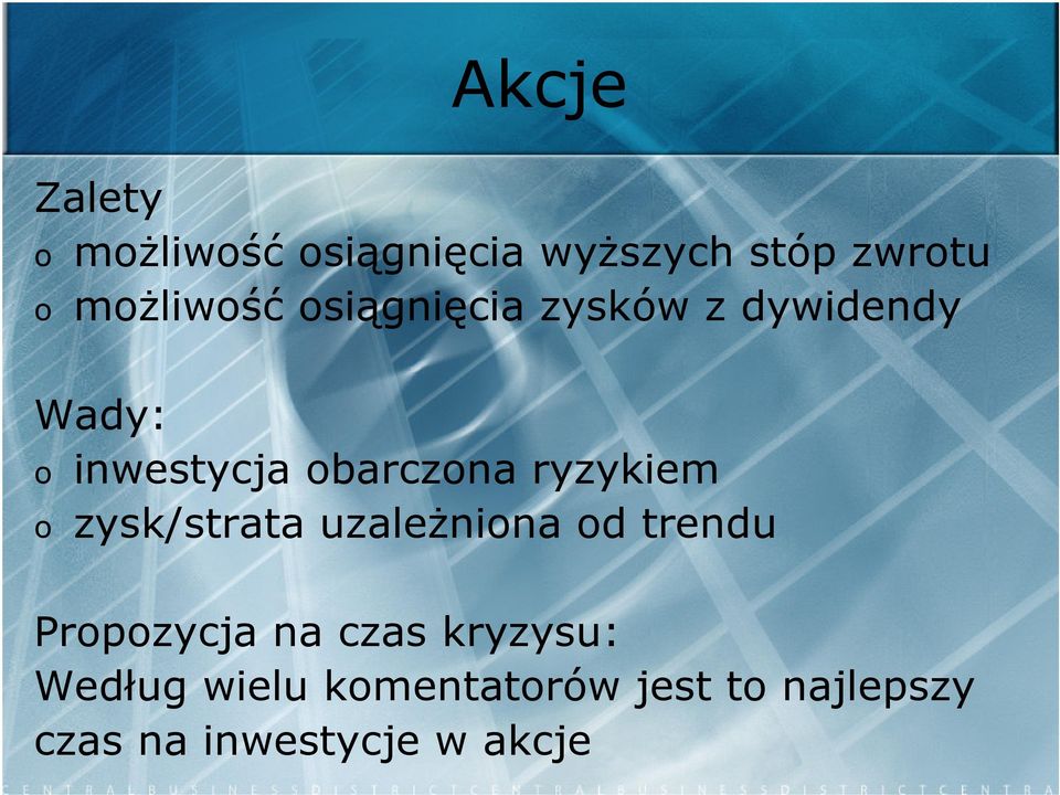 obarczona ryzykiem o zysk/strata uzależniona od trendu