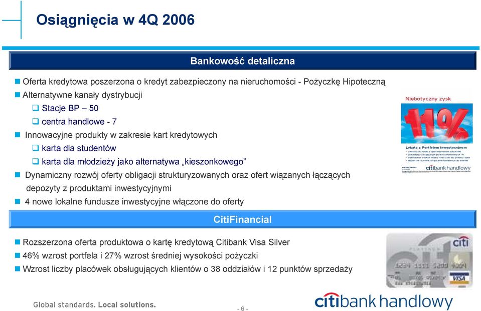 strukturyzowanych oraz ofert wiązanych łączących depozyty z produktami inwestycyjnymi 4 nowe lokalne fundusze inwestycyjne włączone do oferty CitiFinancial Rozszerzona oferta